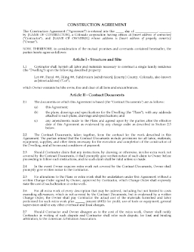 Show details for Colorado Construction Contract Form Picture of Colorado Construction Contract Form