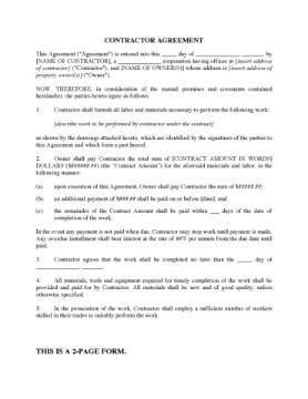 Canada Construction Contractor Agreement Canada Construction Contractor Agreement
