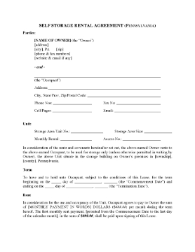 Show details for Pennsylvania Self Storage Lease Agreement Picture of Pennsylvania Self Storage Lease Agreement