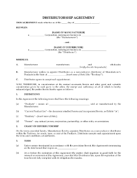 Show details for Non-Exclusive Distributor Agreement | USA Picture of Non-Exclusive Distributor Agreement | USA