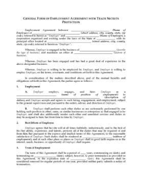 USA Employment and Trade Secrets Protection Agreement Picture of Employment and Trade Secrets Protection Agreement | USA