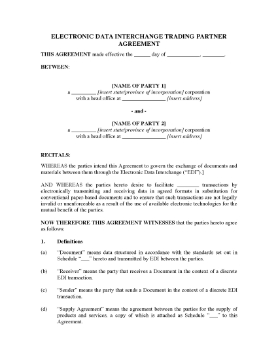 Show details for Electronic Data Interchange Agreement | USA Picture of Electronic Data Interchange Agreement | USA