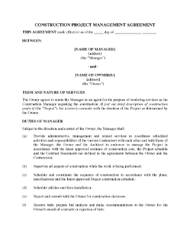 Show details for Construction Project Management Agreement | USA Picture of Construction Project Management Agreement | USA