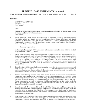 Show details for Louisiana Hunting Lease Agreement Picture of Louisiana Hunting Lease Agreement