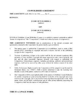 Show details for Music Co-Publishing Agreement Picture of Music Co-Publishing Agreement