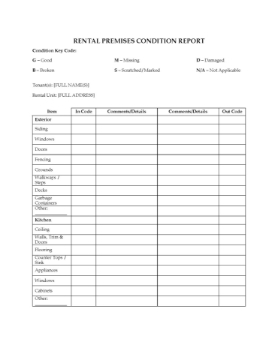 Newfoundland Rental Premises Condition Report Newfoundland move-in move-out premises condition checklist form