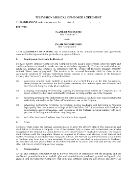 Show details for Television Music Composer Agreement Picture of Television Music Composer Agreement
