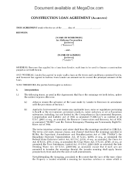 Show details for Alabama Construction Loan Agreement Picture of Alabama Construction Loan Agreement