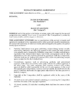 Show details for Royalty Sharing Agreement for Musical Composition Picture of Royalty Sharing Agreement for Musical Composition