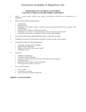 Show details for Software Development Agreement Checklist Picture of Software Development Agreement Checklist