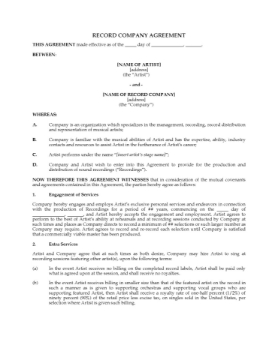 Recording Contract with Royalty Rate Schedule Recording Contract with Royalty Rate Schedule