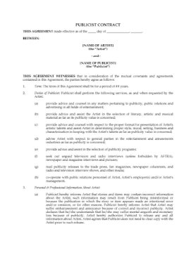 Publicist Services Contract Publicist Services Contract