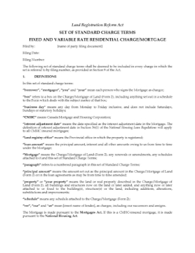 Ontario Standard Terms for Residential Mortgage - Fixed and Variable Rate Ontario Standard Terms for Residential Mortgage - Fixed and Variable Rate