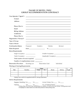 Hotel Group Accommodation Contract Hotel Group Accommodation Contract
