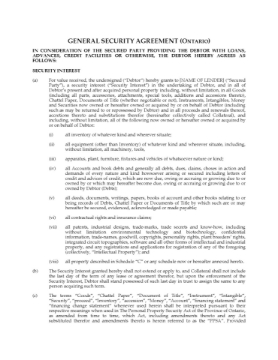 Ontario General Security Agreement Ontario General Security Agreement