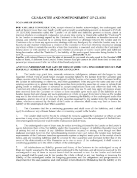 Ontario Guarantee and Postponement of Claim Ontario Guarantee and Postponement of Claim