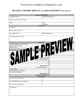 Show details for Alabama Security Deposit Statement Picture of Alabama Security Deposit Statement