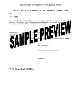 Canada Notice of Purchase Money Security Interest Canada Notice of Purchase Money Security Interest