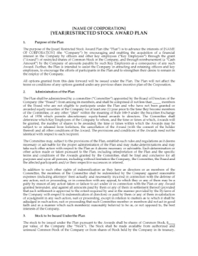 USA Restricted Stock Award Plan USA Restricted Stock Award Plan