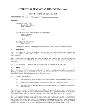 Tasmania Residential Tenancy Agreement Tasmania Residential Tenancy Agreement