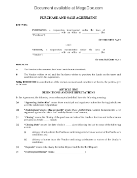Show details for Purchase Contract for Land for Subdivision | Canada Picture of Purchase Contract for Land for Subdivision | Canada