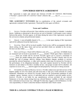 Concierge Services Contract Form Concierge Services Contract Form
