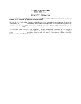 Restaurant Business Plan Template Restaurant Business Plan Template