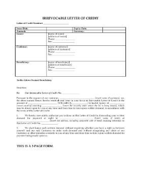 Show details for Irrevocable Letter of Credit Picture of Irrevocable Letter of Credit