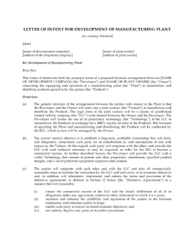 Letter of Intent for Manufacturing Joint Venture Letter of Intent for Manufacturing Joint Venture
