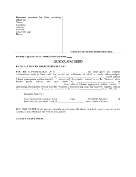 Florida Quitclaim Deed Florida Quitclaim Deed