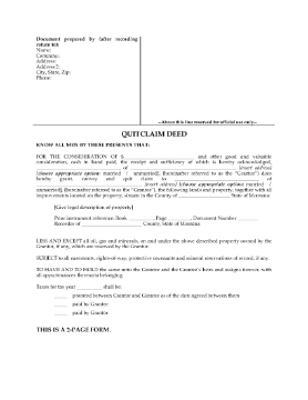 Show details for Montana Quitclaim Deed Picture of Montana Quitclaim Deed