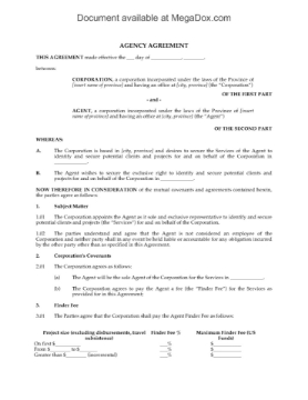 Canada Agency Agreement to Identify Prospective International Clients Canada Agency Agreement to Identify New Global Clients