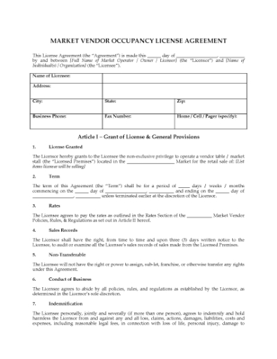 Picture of USA Market Vendor Occupancy License