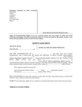 Texas Quitclaim Deed Form Texas Quitclaim Deed Form