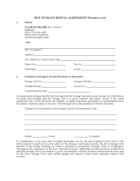 Washington Self Storage Rental Agreement Washington Self Storage Rental Agreement