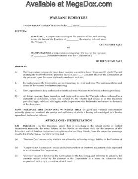 Canada Warrant Indenture for flow-through shares Canada Warrant Indenture for flow-through shares
