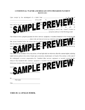 Show details for Kentucky Conditional Waiver and Release of Lien Upon Progress Payment Picture of Kentucky Conditional Waiver and Release of Lien Upon Progress Payment
