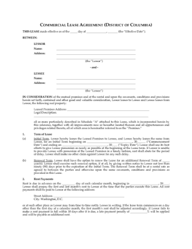 Picture of DC Commercial Triple Net Lease Agreement