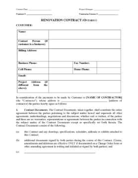 Ontario Renovation Contract Ontario Renovation Contract
