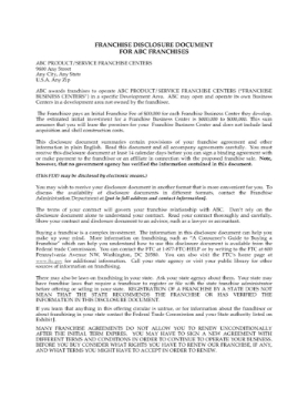 USA Franchise Disclosure Document USA Franchise Disclosure Document