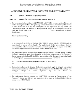 Show details for Alberta Purchaser's Consent to Postponement of Caveat Picture of Alberta Purchaser's Consent to Postponement of Caveat