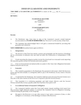 Australia Guarantee Deed and Indemnity Australia Guarantee Deed and Indemnity