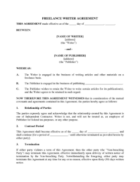 Freelance Writer Agreement Freelance Writer Agreement
