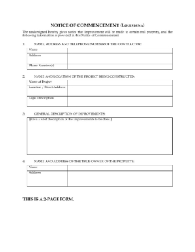 Louisiana Notice of Commencement Louisiana Notice of Commencement