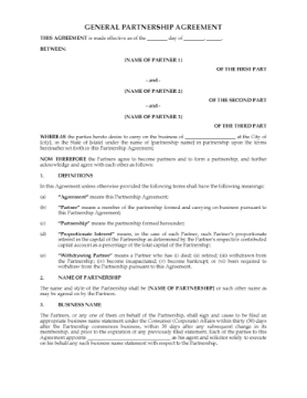 Australia General Partnership Agreement Australia General Partnership Agreement