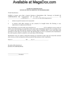 Canada Special Shareholder Meeting Forms Canada Special Shareholder Meeting Forms