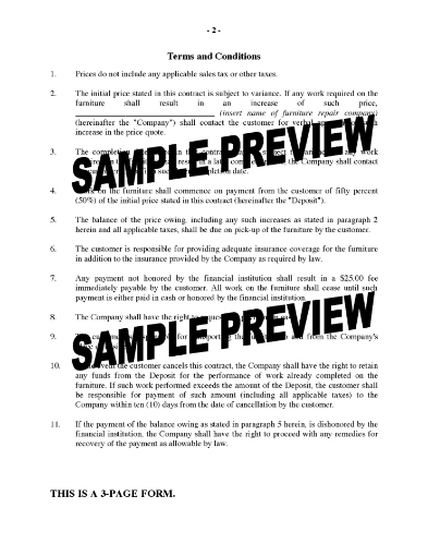 Furniture Repair Contract