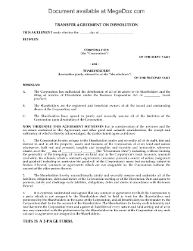 Show details for Transfer Agreement on Dissolution | Canada Picture of Transfer Agreement on Dissolution | Canada