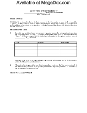 Show details for Alberta Directors Resolutions Issuing Stock Options Picture of Alberta Directors Resolutions Issuing Stock Options