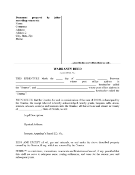 Florida General Warranty Deed Form Florida General Warranty Deed Form